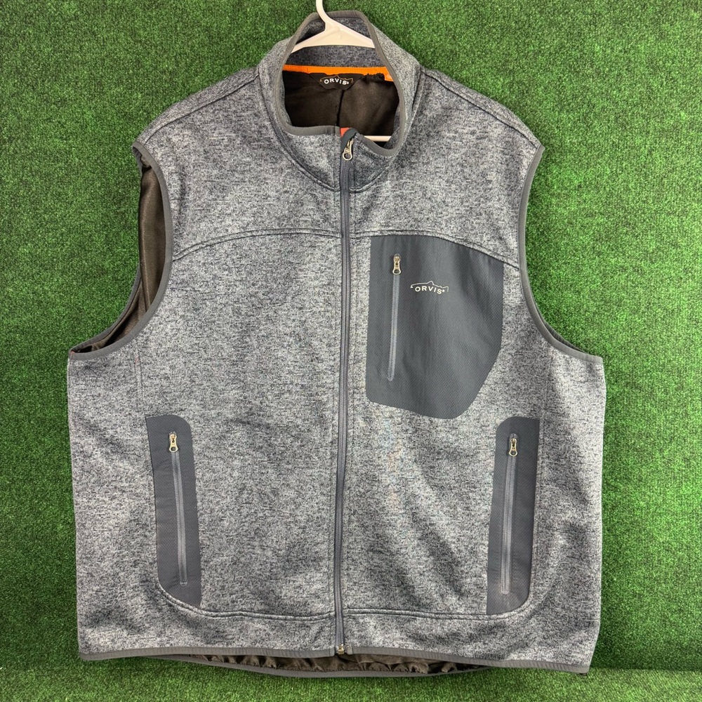 Orvis Men’s Vest Size XXL GRAY Full Zip Fleece Fly Fishing Outdoor Sleeveless